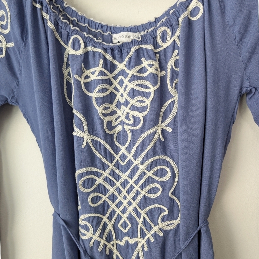 Poupette St Barth Off The Shoulder Embroidered Shift Dress - Picture 2 of 11